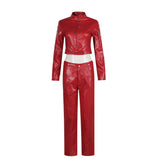 Seven Deadly Sins Ban Cosplay Costume Greed Sin Red Leather Outfit Anime Role Play - Halloweez